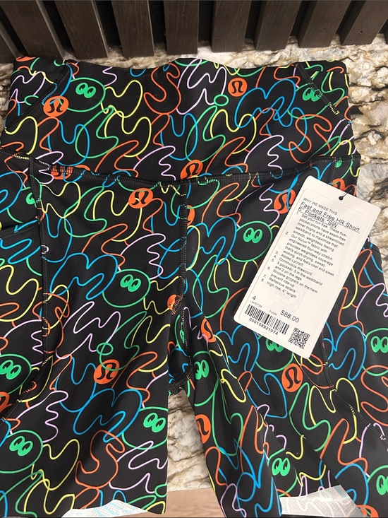 lululemon athletica Pants - lululemon athletica Black Neon Scribble Kids Shorts